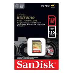 Sandisk SDXC Extreme 128GB 180MB/s UHS-I C10 V30 U3