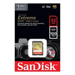 Sandisk Extreme 32GB SD minnekort SDHC 100MB/s UHS-I C10 V30 U3