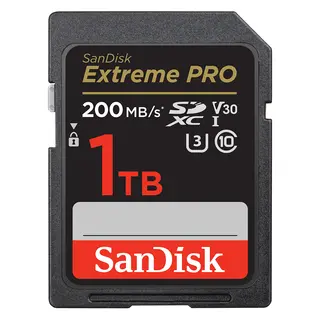 Sandisk SDXC Extreme Pro 1TB V30 1TB Minnekort. 200MB/s UHS-I V30 U3