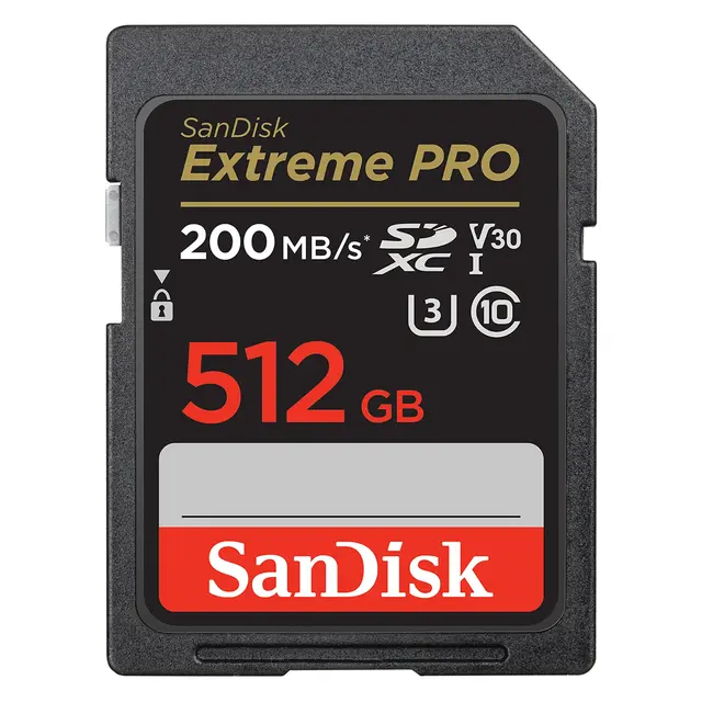 Sandisk SDXC Extreme Pro 512GB V30 512GB Minnekort. 200MB/s UHS-I V30 U3 