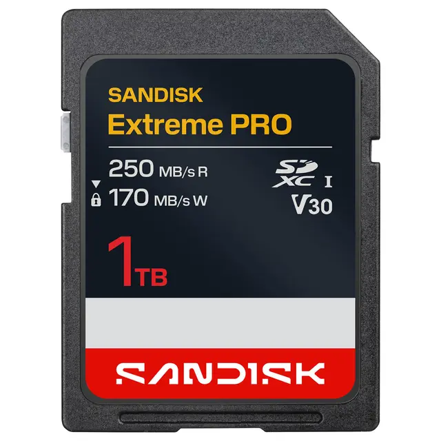 Sandisk SDXC Extreme Pro 1TB V30 1TB. 250/170MB/s C10 UHS U3 RPD2 