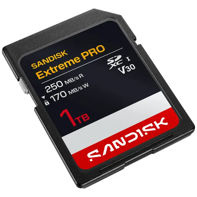 Sandisk SDXC Extreme Pro 1TB V30 1TB. 250/170MB/s C10 UHS U3 RPD2 