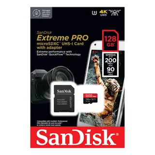 Sandisk MicroSDXC Extreme Pro 128GB 200MB/s A2 C10 V30 UHS-I m/adapter