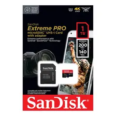 Sandisk MicroSDXC Extreme Pro 1TB 200MB/s A2 C10 V30 UHS-I m/adapter