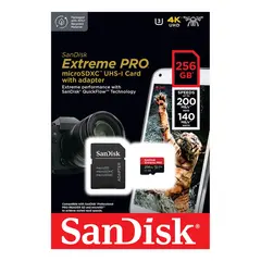 RETUR Sandisk MicroSDXC Extreme Pro 256 200MB/s A2 C10 V30 UHS-I m/adapter