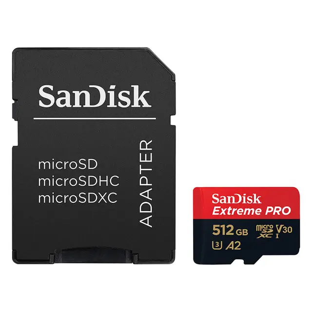 Sandisk MicroSDXC Extreme Pro 512GB 200MB/s A2 C10 V30 UHS-I m/adapter 
