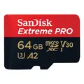 Sandisk MicroSDXC Extreme Pro 64GB 200MB/s A2 C10 V30 UHS-I m/adapter