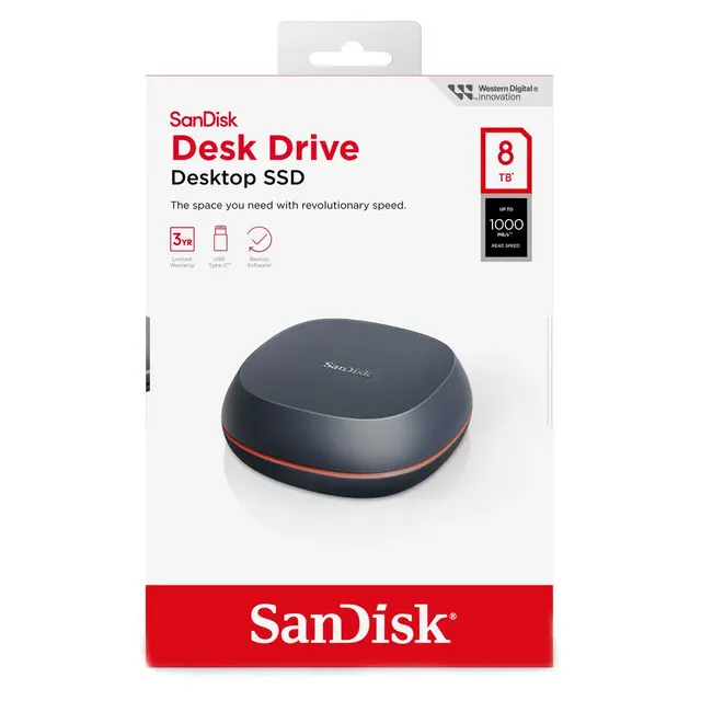 Sandisk Desk Drive 8TB USB Type-C 8TB. SSD. Opp til 1000MB/s 