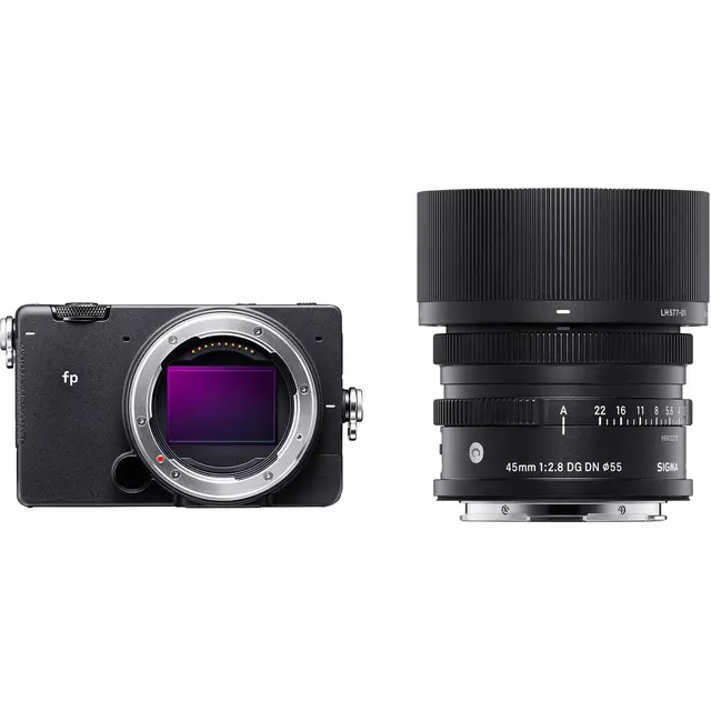Sigma fp kamerahus + 45mm f/2.8 DG DN 24mp kamera og 45mm optikk 
