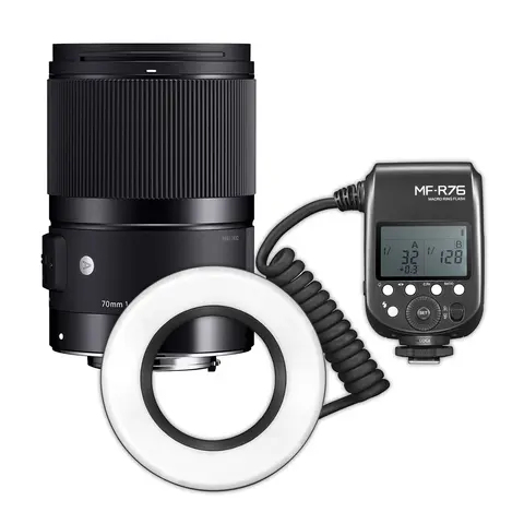 Sigma 70mm f/2.8 DG Macro Art Canon EF med Godox Macro blits MF-R76