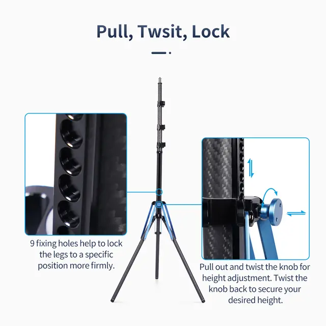 Sirui Light Stand DK-18 Carbon Fiber AC Lysstativ Karbon, Luftdempet 1,8m 