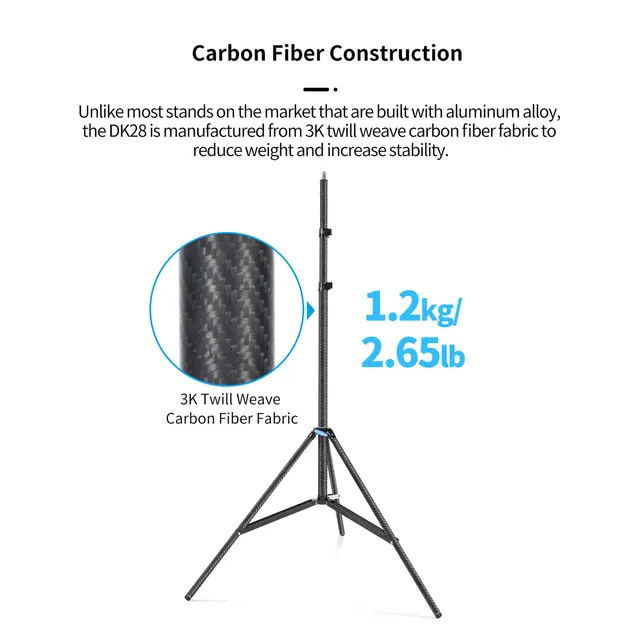 Sirui Light Stand DK-28 Carbon Fiber AC Lysstativ Karbon, Luftdempet  2,8m 