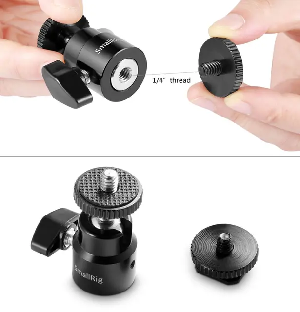 SmallRig 1/4" Camera Hot shoe Mount with Additional 1/4" Screw (2pcs)