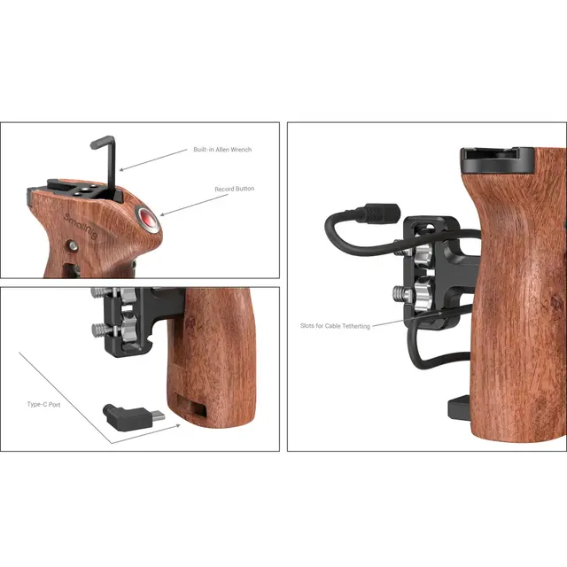 SmallRig 3323 Side Handle Wood m/ Start/Stop Remote Trigger 