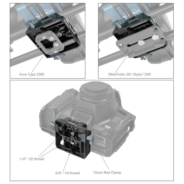SmallRig 3357 Universal LWS Baseplate m/Dual 15mm Rod Clamp 