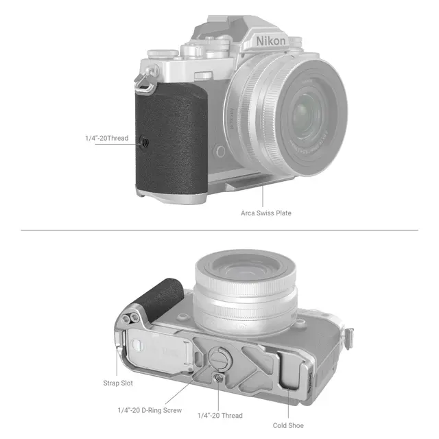 SmallRig 3480 L-Shape Grip Z fc Silver Grep m/ Arca Swiss feste Nikon Z-fc 