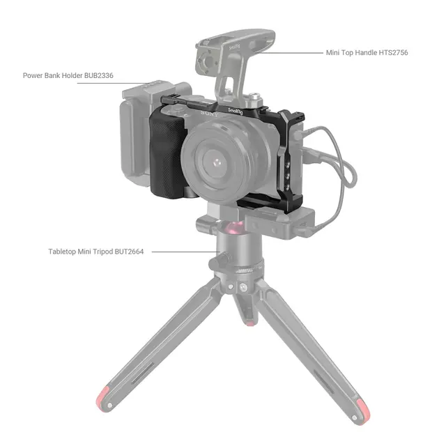 SmallRig 3538 Cage m/Grip Sony ZV-E10 Kamerabur med mange festepunkter 