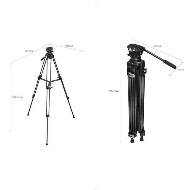 SmallRig 3751 Video Tripod Heavy-Duty Med Fluid Head AD-01 
