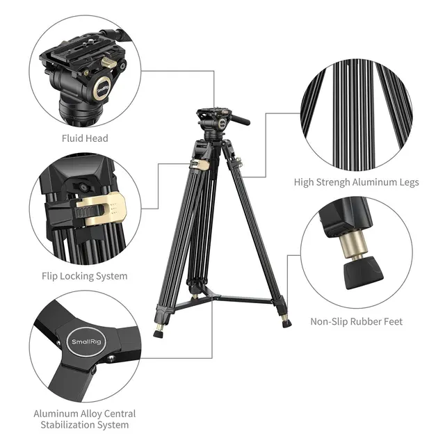 SmallRig 3751P AD-01 Heavy-Duty Tripod w/Fluid Head 