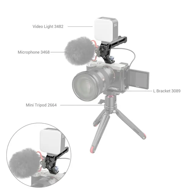 SmallRig 3764 Top Handle with Cold Shoe Topphåndtak med tilbehørsfester 