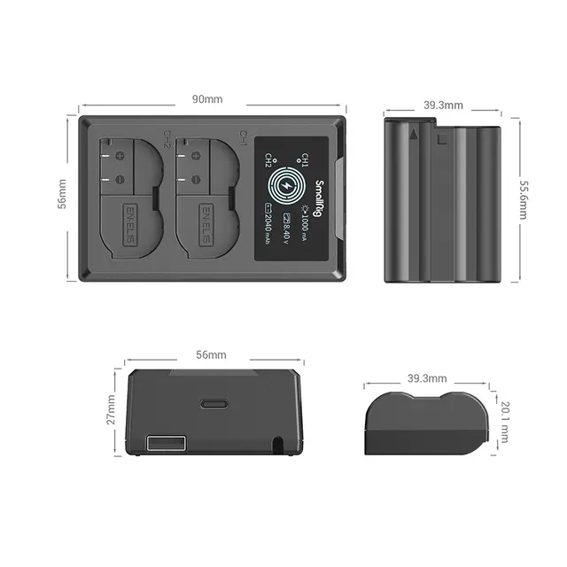 SmallRig 3820 EN-EL15 Battery & Charger Ladeadapter inkl 2stk EN-EL15 batterier 