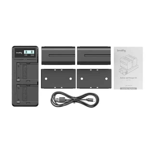 SmallRig 3823 NP-F970 Battery & Charger Kit. 2 Batterier + lader og kabel 
