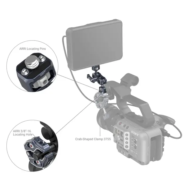 SmallRig 3874 Magic Arm Dual Ball Head 1/4"-20 Screw and ARRI Locating Screw 