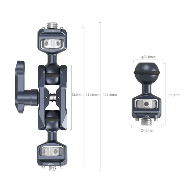 SmallRig 3874 Magic Arm Dual Ball Head 1/4"-20 Screw and ARRI Locating Screw 