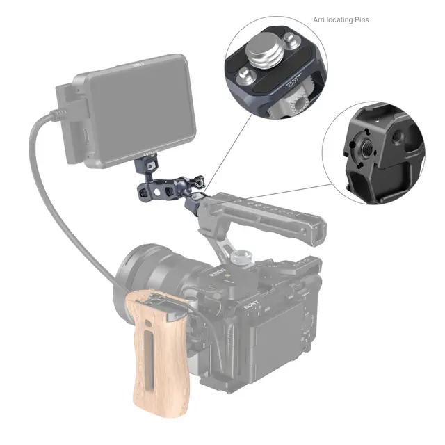 SmallRig 3874 Magic Arm Dual Ball Head 1/4"-20 Screw and ARRI Locating Screw 