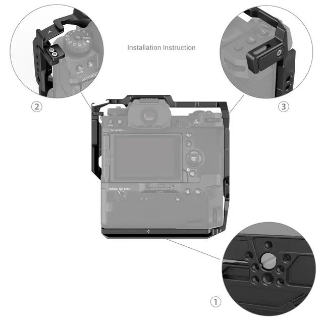 SmallRig 3933 Cage for Fujifilm X-H2S Med FT-XH/VG-XH grep påmontert 