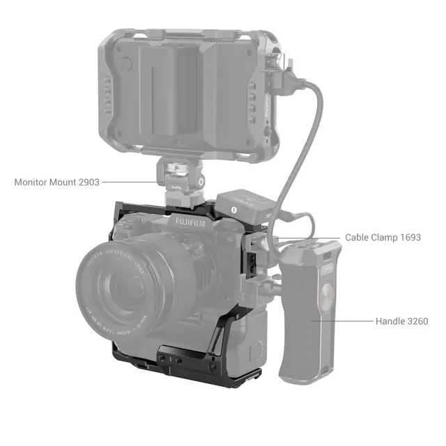 SmallRig 3933 Cage for Fujifilm X-H2S Med FT-XH/VG-XH grep påmontert 