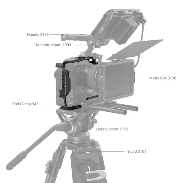 SmallRig 3933 Cage for Fujifilm X-H2S Med FT-XH/VG-XH grep påmontert 