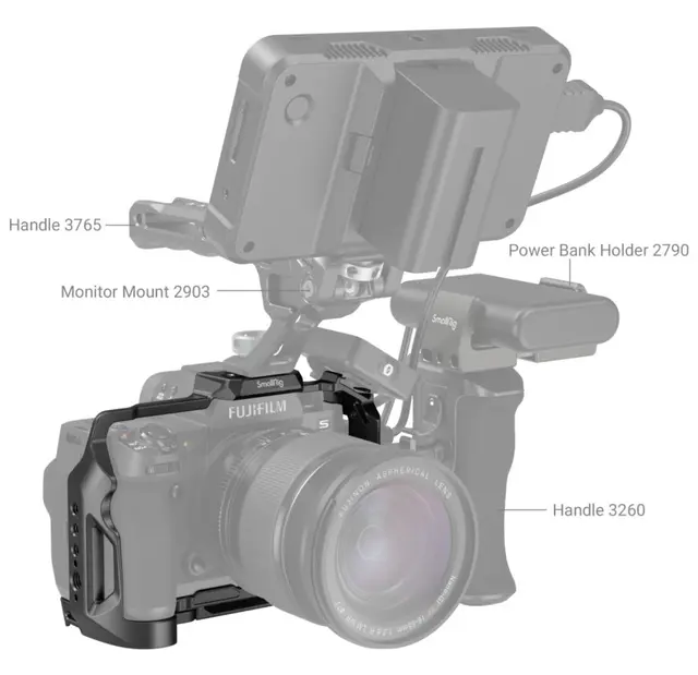 SmallRig 3934 Cage for Fujifilm X-H2S Kamerabur med mange festepunkter 