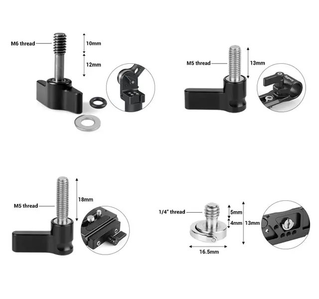 SmallRig 3995 Screw Ratchet Wingnut Set Skruesett for Cage, braketter m.m. 