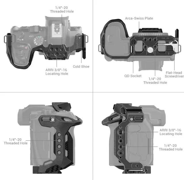 SmallRig 4003 Cage Black Mamba Canon R7 Kamerabur med mange festepunkter 