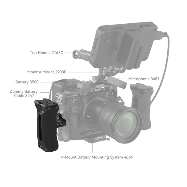SmallRig 4015 Side Handle 1/4"  mount Med 1/4" skruer for feste 