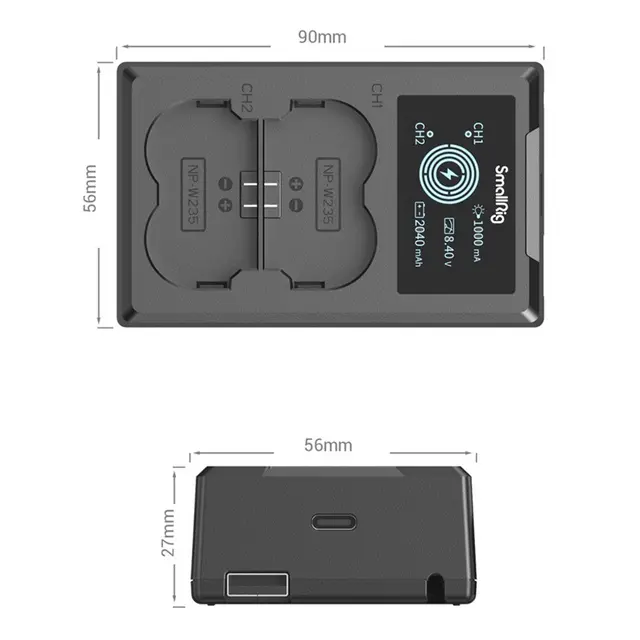 SmallRig 4085 Battery Charger NP-W235 Ladeadapter USB-C 2stk Fujifilm NP-W235 