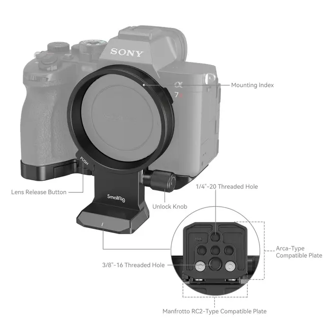 SmallRig 4148 Roterbar Horisont-Vertikal Mount Plate Kit for Sony A7 Serie 