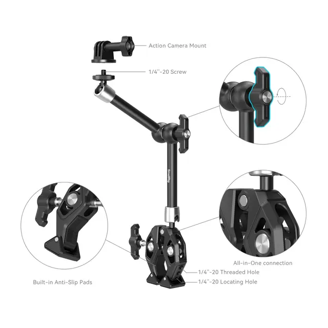 SmallRig Multi-Functional Crab-Shaped Clamp with Ballhead Magic Arm 2