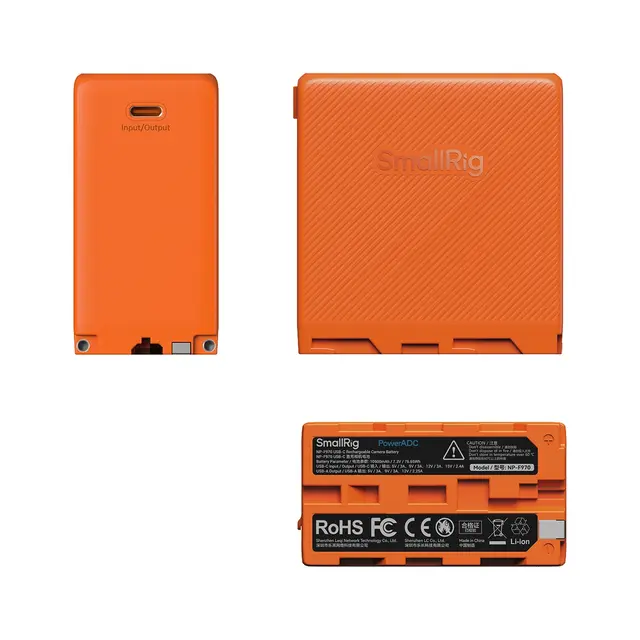SmallRig 4576 NP-F970 Camera Battery Orange. USB-C Rechargeable 
