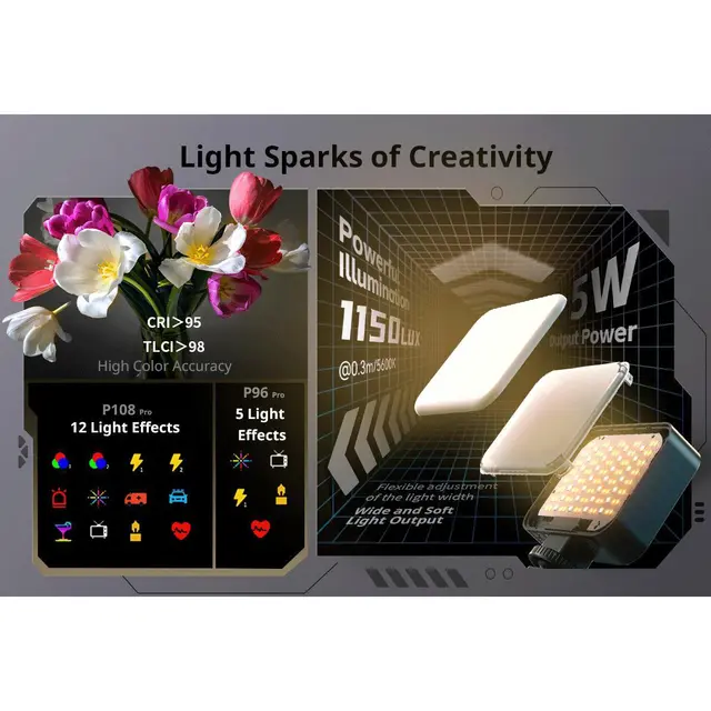 SmallRig 4660 Vibe P96 Pro Mini LED Video Light Black 