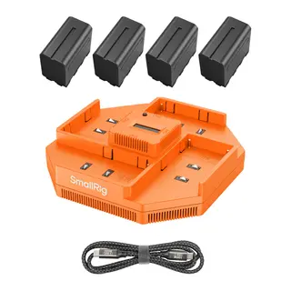 SmallRig 4834 4-Channel Battery Charger USB-C ladeadapter 4stk NP-F970 batterier