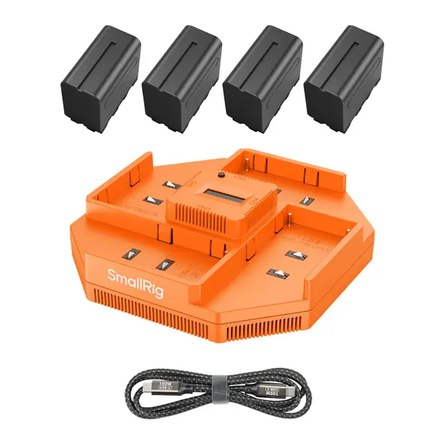 SmallRig 4834 4-Channel Battery Charger USB-C ladeadapter 4stk NP-F970 batterier 
