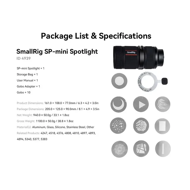 SmallRig 4939 SP-Mini Spotlight 