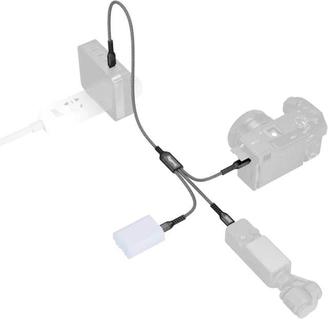 SmallRig 5079 USB-C Power Cable 3-in-1 100W GaN  ladekabel. 3stk USB-C ladepunk 