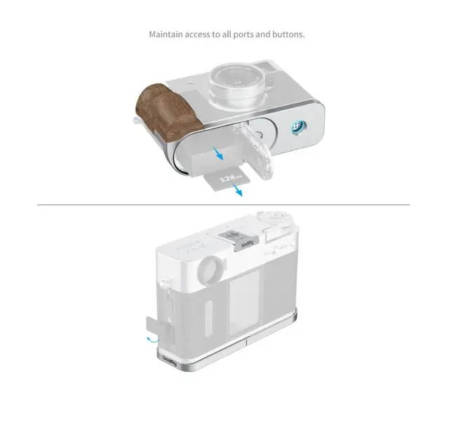 SmallRig 5223 L-Shaped Mount Plate Wood Wooden Handle for Fujifilm X half Silver 