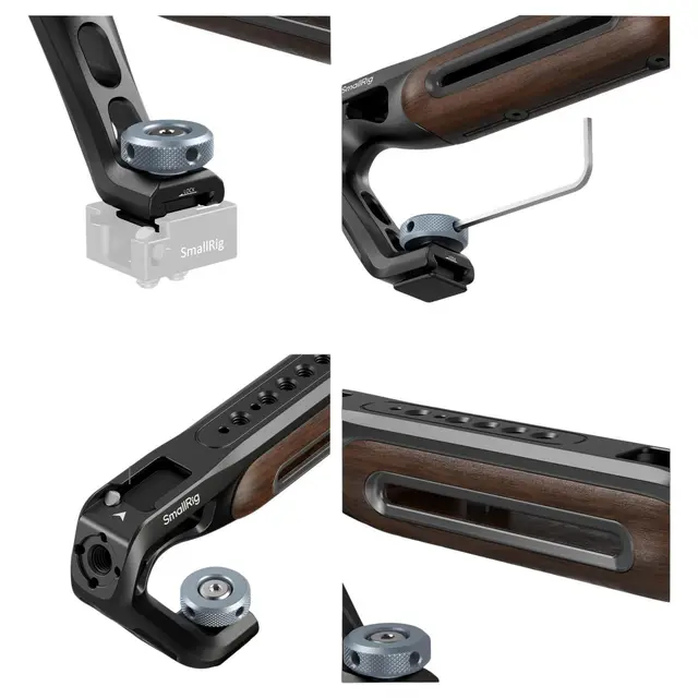 SmallRig 5250 Wooden Top Handle With Cold Shoe Mount 