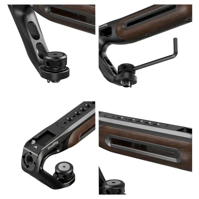 SmallRig 5252 Wooden Top Handle 1/4''-20 & ARRI 3/8''-16 Locating Screw 
