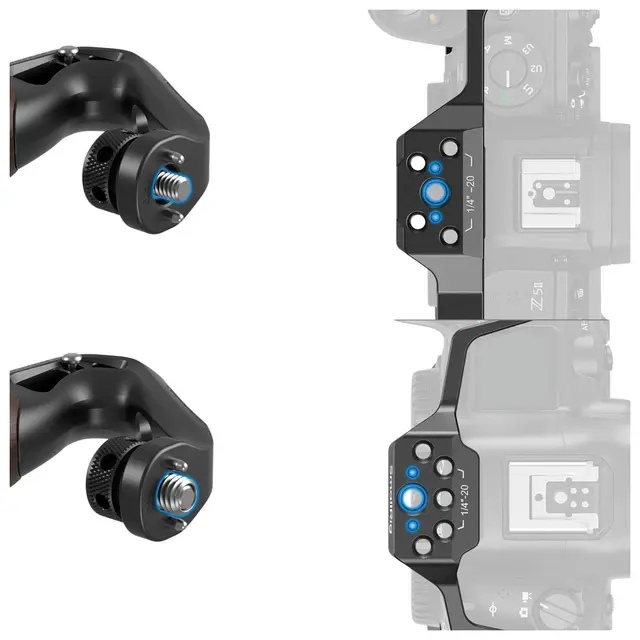 SmallRig 5252 Wooden Top Handle 1/4''-20 & ARRI 3/8''-16 Locating Screw 