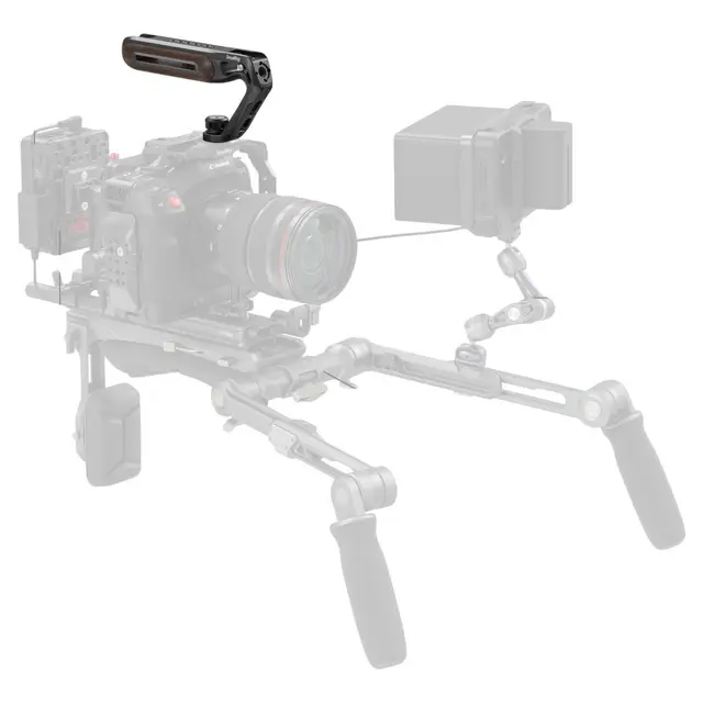 SmallRig 5252 Wooden Top Handle 1/4''-20 & ARRI 3/8''-16 Locating Screw 